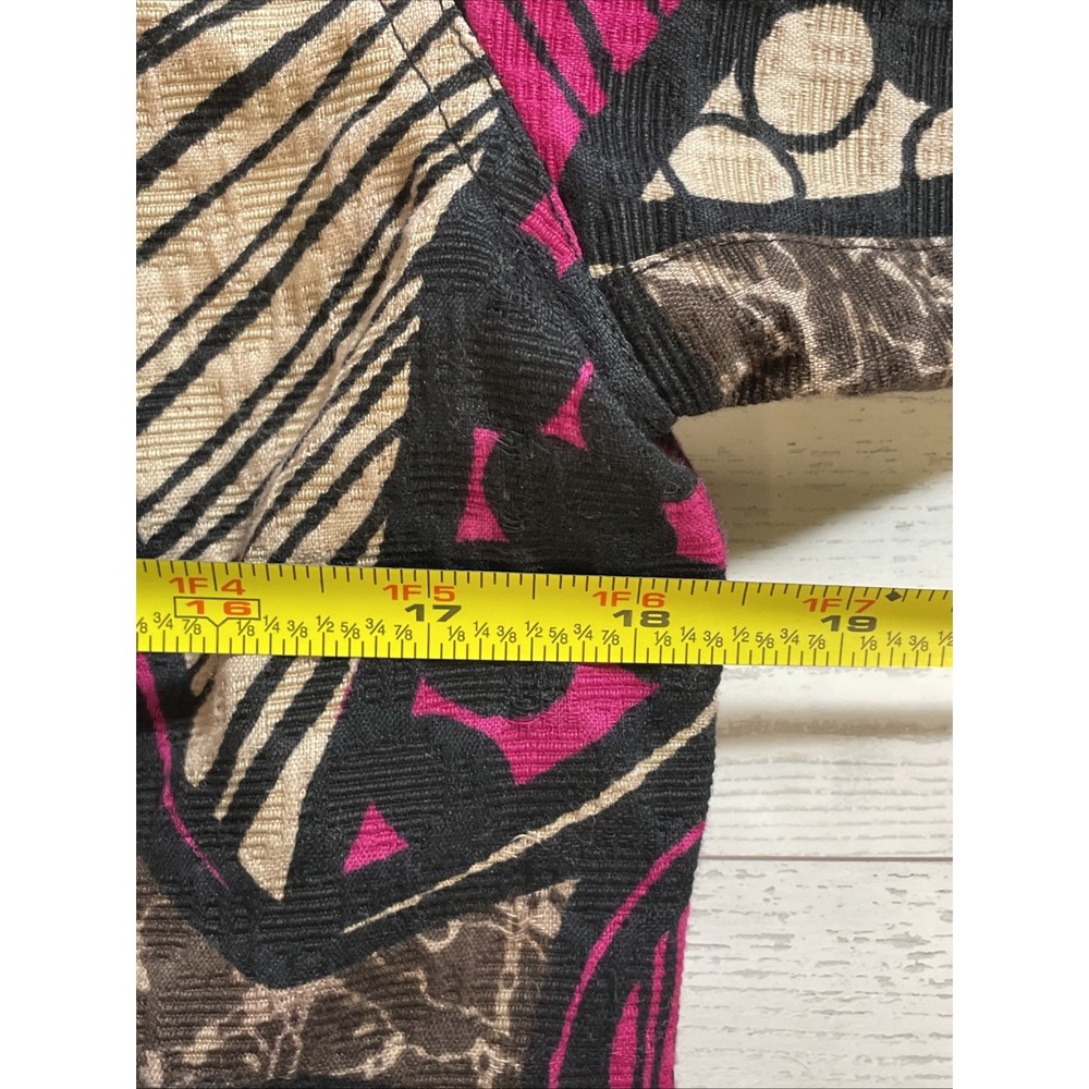 Chico's size 0 pink/black/beige Cotton button Front jacket, 3/4 sleeves Lined - Picture 12 of 14